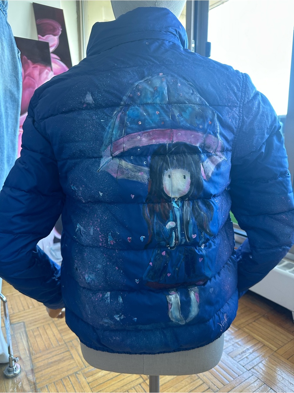 Hand-Painted Levi’s Puffer Jacket — Size M